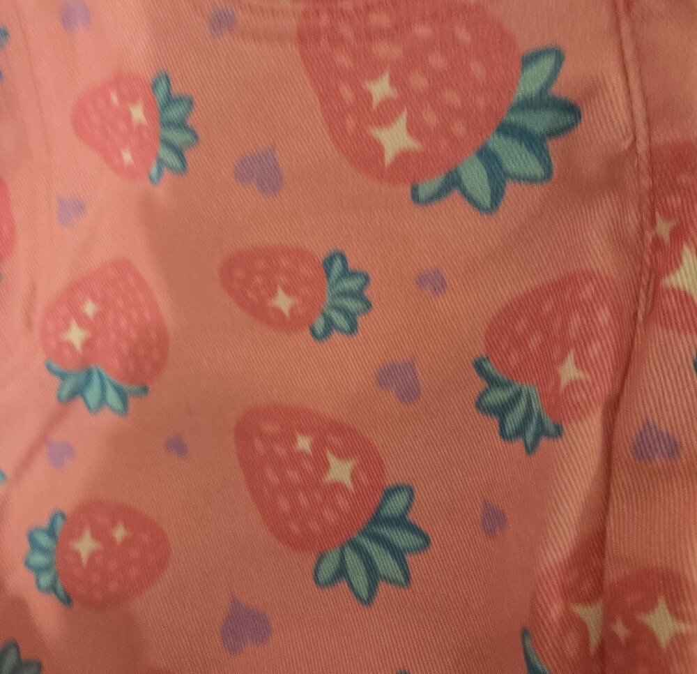 Sugar Thrillz Pink Strawberry Print Straight Leg Jeans - Picture 6 of 7